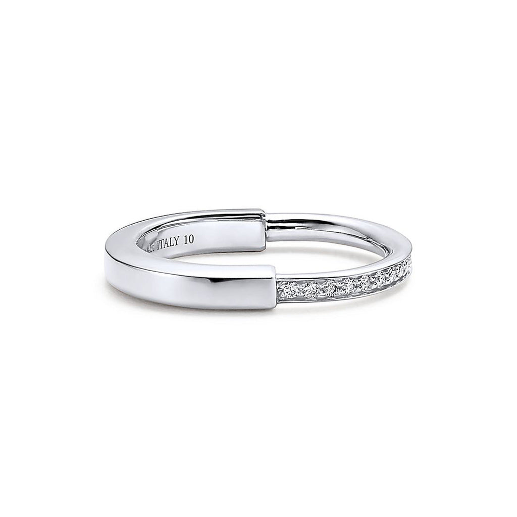 18K Tiffany Lock Diamonds White Gold Ring